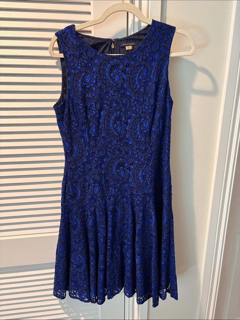 Tommy Hilfiger Royal Blue Lace Sleeveless Mini Dress